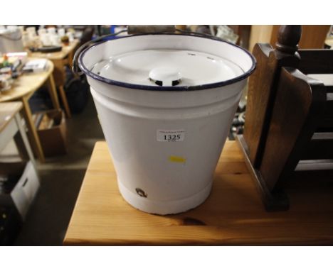An enamel pail and cover 