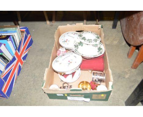 A box containing Royal Worcester tureens and covers; various coffeeware etc