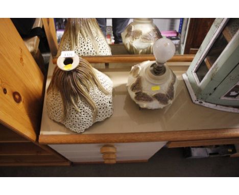 A Bernard Rooke pottery lamp and shade (AF)