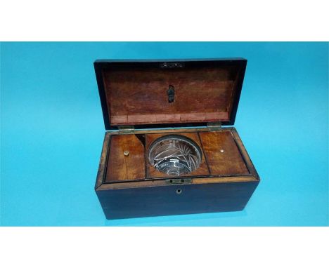 A mahogany tea caddy, 28cm wide