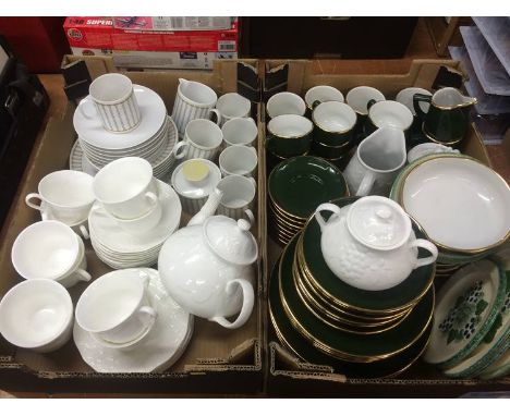 Two trays of china including Wedgwood, Royal Worcester etc.