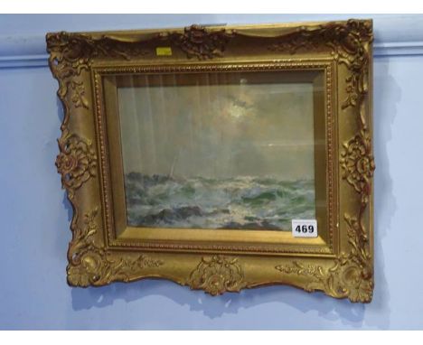 John Falconer Slater (1857-1937), gouache on board, signed, 'Moonlite seascape', 19 x 25cm