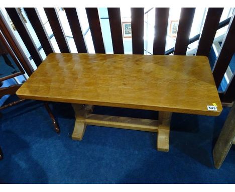 A Robert 'Mouseman' Thompson of Kilburn rectangular top coffee table, 91.5cm wide, 37.5cm deep