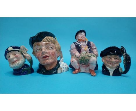 A Melba ware character jug and three Doulton character jugs (4)