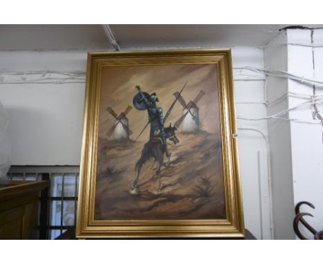 A LARGE PAINTING DON QUIXOTE AND AN ANTONIO CANALETTO PRINT  