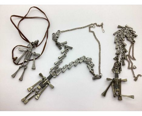Three Vintage Horseshoe Nail Necklaces, of Brutalist style. (3)