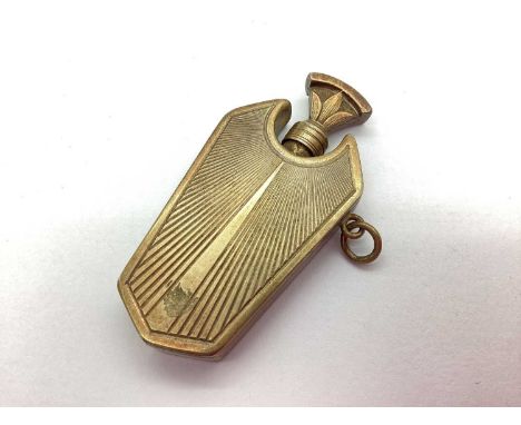 A Hallmarked Silver Gilt Art Deco Scent Bottle, of flared chevron form with sunburst style decoration, to flared stopper with