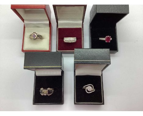 A Collection of "925" and Other Dress Rings, to include single stone set, crossover cluster, Celtic style etc.