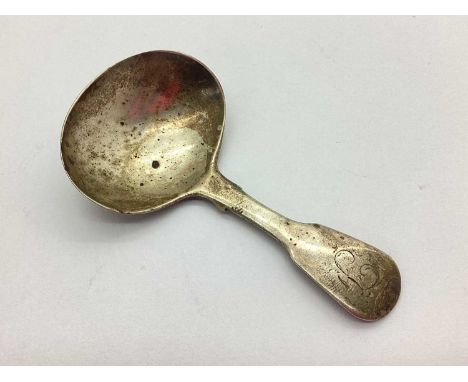 A Georgian Hallmarked Silver Fiddle Pattern Caddy Spoon, maker William Bateman, possibly London 1819, initialled "J" to termi