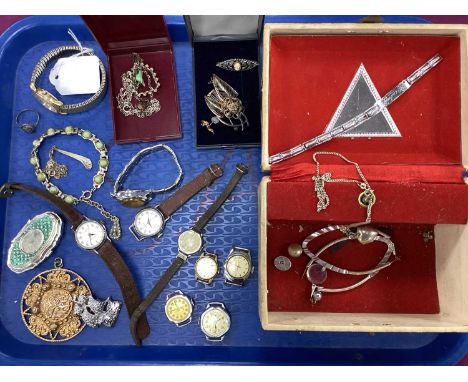 Vintage and Later Costume Jewellery, ladies wristwatches, jewellery box etc.