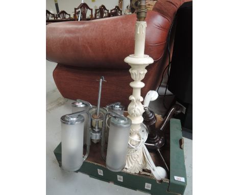 A selection of vintage light fixtures and fittings