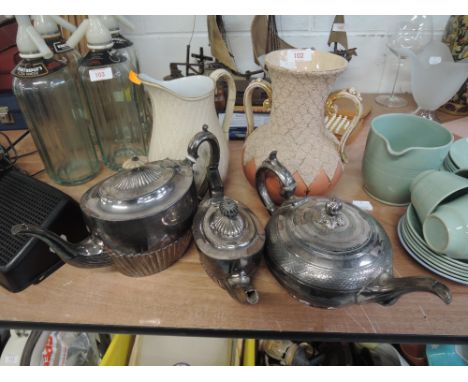 A selection of plated wares and ceramic vase