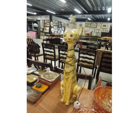 A 1960's plaster cast lamp in the style of a cat figure