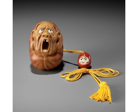 ALEXANDER DERKACHENKO: DARUMA DOLL WITH EN SUITE OJIMEBy Alexander Derkachenko, signed with the artist's markUkraine, late 19