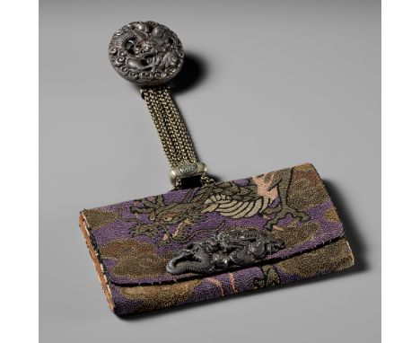 A SUPERB 'DRAGON' TABAKO-IRE SETUnsignedJapan, late 19th century, Meiji period (1868-1912)The pouch finely woven with a leath