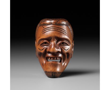 JOBUN: A RARE WOOD NETSUKE OF SANKO-JO (OLD MAN)By Jobun, signed Jobun 如文Japan, Edo (Tokyo), late 18th century, Edo period (1