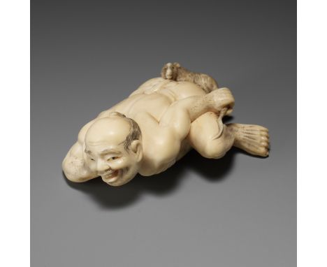 CHIKURIN: AN UNUSUAL IVORY NETSUKE OF A RAT CATCHERBy Chikurin, signed Chikurin 竹林Japan, probably Edo (Tokyo), second half of