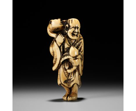 MASAMORI: A GOOD KYOTO SCHOOL IVORY NETSUKE OF GAMA SENNINBy Masamori, signed Masamori 正守Japan, Kyoto, late 18th to early 19t