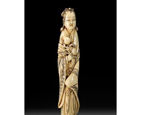 A TALL IVORY NETSUKE OF SEIOBOUnsignedJapan, 18th century, Edo period (1615-1868)Published &amp; Exhibited: Association Franc