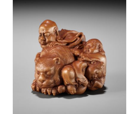 SEIHO: THE FOUR SLEEPERS, SHISUIBy Katsuo Azuma (Seiho, 1936-2003), signed Seiho 声方Japan, Ibaraki prefecture, c. 1990Finely c