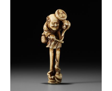 SHOGETSU: AN AMUSING IVORY NETSUKE OF ASHINAGA AND OCTOPUSBy Shogetsu, signed Shogetsu 松月Japan, Tokyo, late 19th century, Mei
