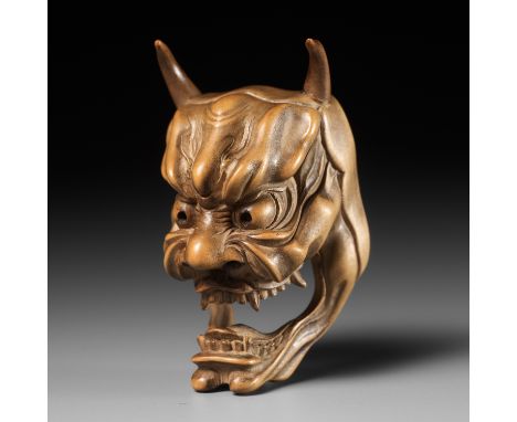 KOKEISAI SANSHO: A SUPERB PALE BOXWOOD MASK NETSUKE OF HANNYABy Kokeisai Sansho (1871-1936), signed with the artist's kakihan