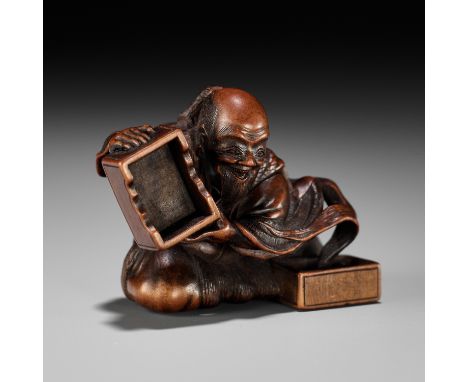 MASANAO: A RARE WOOD NETSUKE DEPICTING THE TRANSFORMATION OF URASHIMA TAROBy a member of the Masanao family, signed Masanao 正