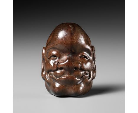 MASAYUKI: A FINE WOOD 'DOUBLE MASK' NETSUKE OF THE EBISU TYPEBy Masayuki, signed Masayuki 正之Japan, Edo (Tokyo), 19th century,
