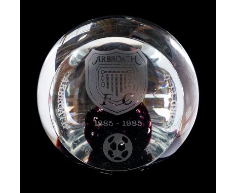 Arbroath: A boxed Caithness paperweight commemorating the centenary of the 1885 football match played between Arbroath and Bo