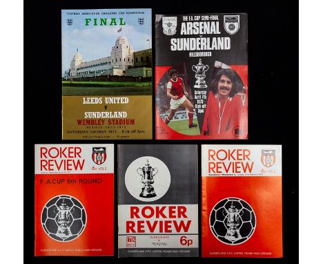 Sunderland: A collection of five Sunderland F.A. Cup programmes, season 1972/73, to comprise: v. Reading 3/2/1973, v. Manches