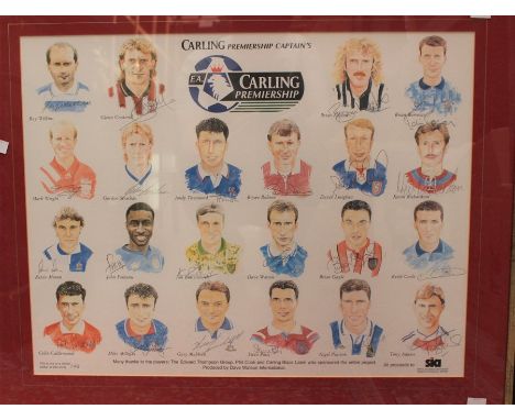 Football Memorabilia: A framed and glazed montage of the F.A. Carling Premiership Captains for the first season of the Premie