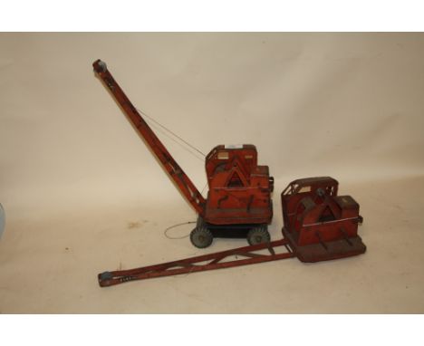 TWO VINTAGE TRI-ANG METAL MODEL CRANES