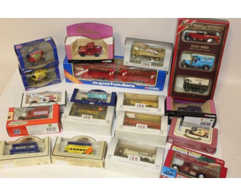 A TRAY OF BOXED DIE CAST MODEL TOY CARS AND VEHICLES TO INCLUDE CORGI, MATCHBOX, DAYS GONE BY ETC. (24)