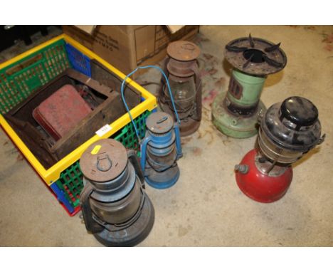 A COLLECTION OF VINTAGE TILLEY LAMPS ETC. 