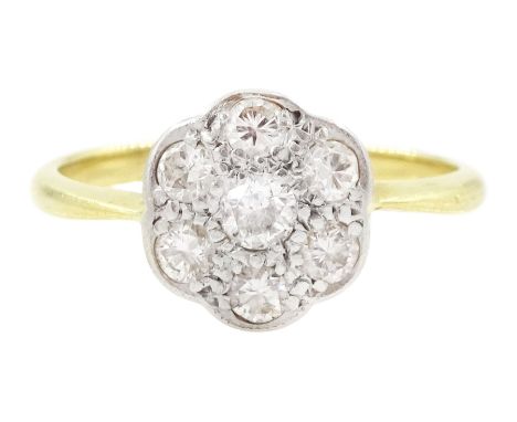 Early 20th century old cut diamond flower head cluster ring, total diamond weight approx 0.40 caratCondition Report:Approx 2.