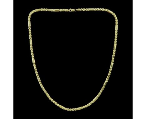 14ct gold fancy heart and arrow link chain necklace, stamped 585Condition Report:Approx 12.3gm, length = 52cm, depth = 0.4cm,