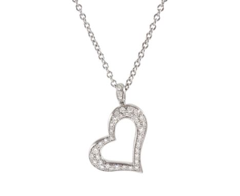 Piaget round brilliant cut diamond heart pendant necklace, stamped, total diamond weight approx 0.77 caratCondition Report:Ap