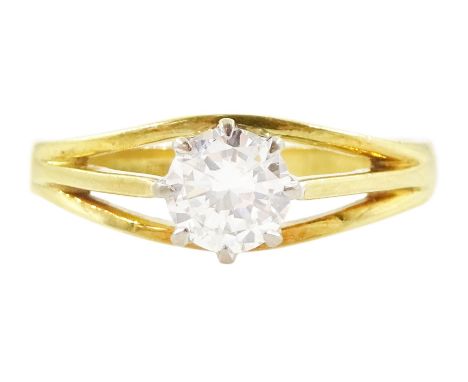 18ct gold single stone round brilliant cut diamond ring, Birmingham 1976, diamond approx 0.50 caratCondition Report:Approx 2.