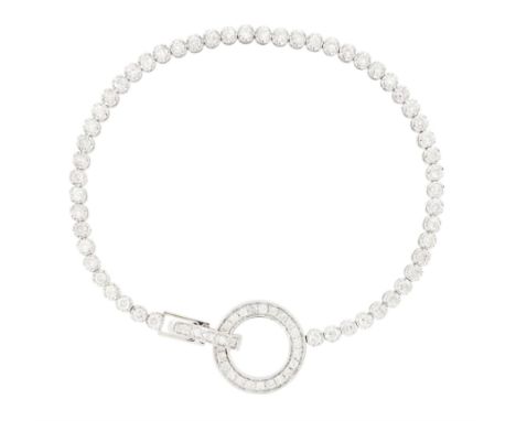 18ct white gold round brilliant cut diamond bracelet, with diamond set circular clasp, total diamond weight 2.00 caratConditi