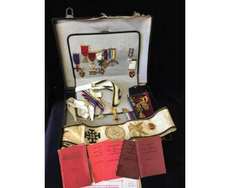 A large selection of Masonic medals and items, used to belong to Illustrious Knight E K Parker  