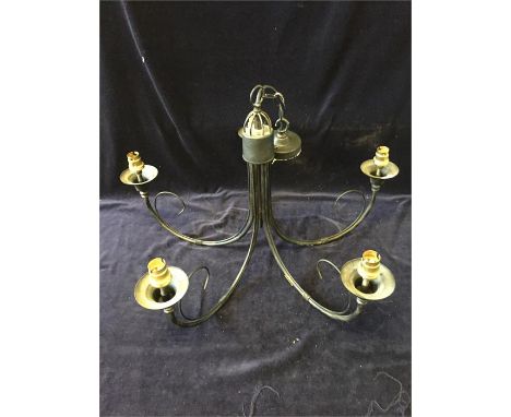 Two black painted steel ceiling light fittings and three further boxes of light fittings to match.