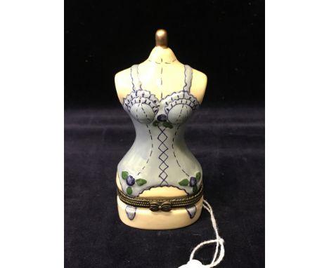 Ceramic hand painted mannequin pill box