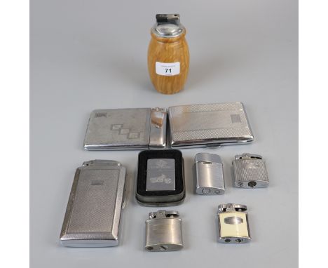 Cigarette case and lighters to include Ronson and Zippo 