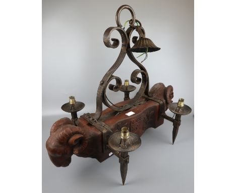 Gothic themed rams head centre light - Approx. L:74cm 