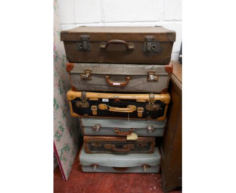 Six vintage suitcases 