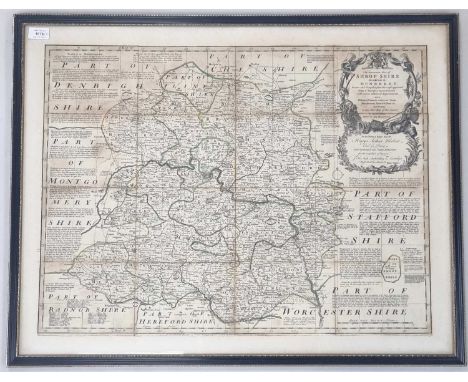 BOWEN, Emanuel, An Accurate Map of Shropshire, c 1765, 530mm x 677mm. Dissected on linen. Hand coloured. With Cary's map of S