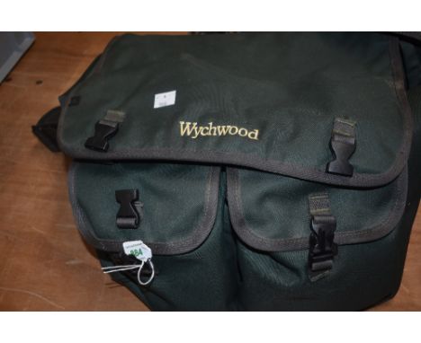 A wychwood fishing bag and arrorted tackle Line, lures, flies, etc