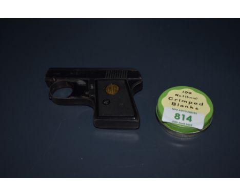 An EM-GE Model 3 6mm Blank Firing Pistol with tin of blanks, Purcahser must be over the age of 18