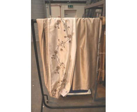 Pair of champagne coloured curtains, W: 230 cm x L: 183 cm 