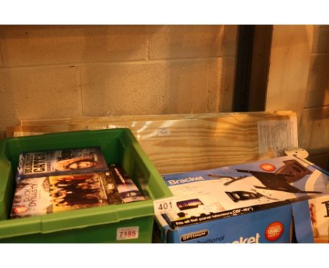 Mixed items including three pine shelves, picture frame, TV bracket, disabled wall bars, DVD's etc 